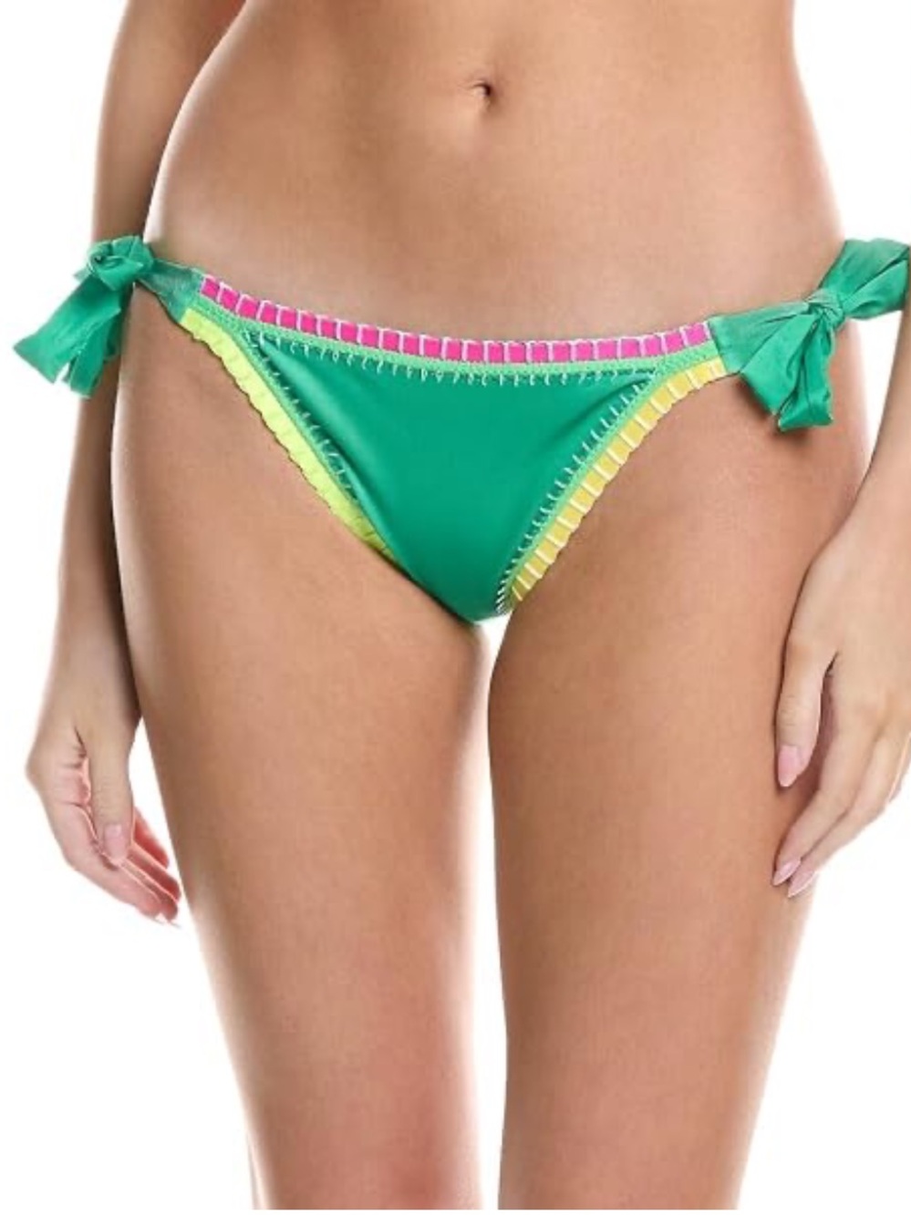 🌻NEW w/tag PQ Swim x Solange Ferrarini Green Crochet Trim Bikini Bottom Size S